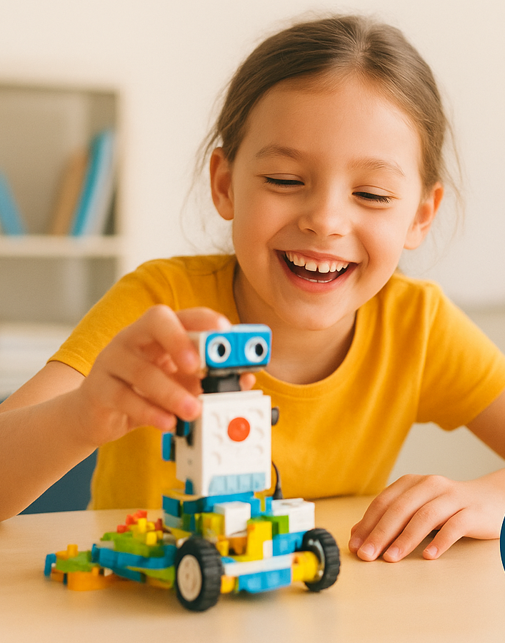 Kind baut und programmiert bei BricksnBytes